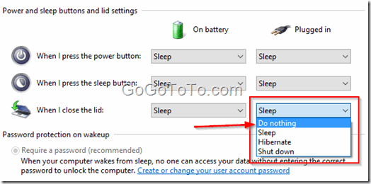 How to avoid laptop going to sleep when close lip