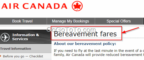 What are bereavement fares?